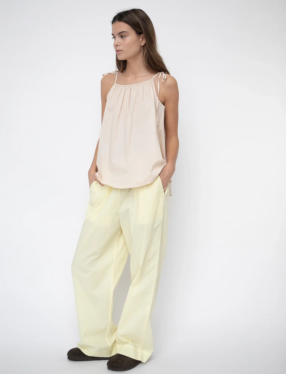 STUDIO FEDER - BELLA PANTS - POPLIN - hosen mit weitem bein - lemon sorbet - 4