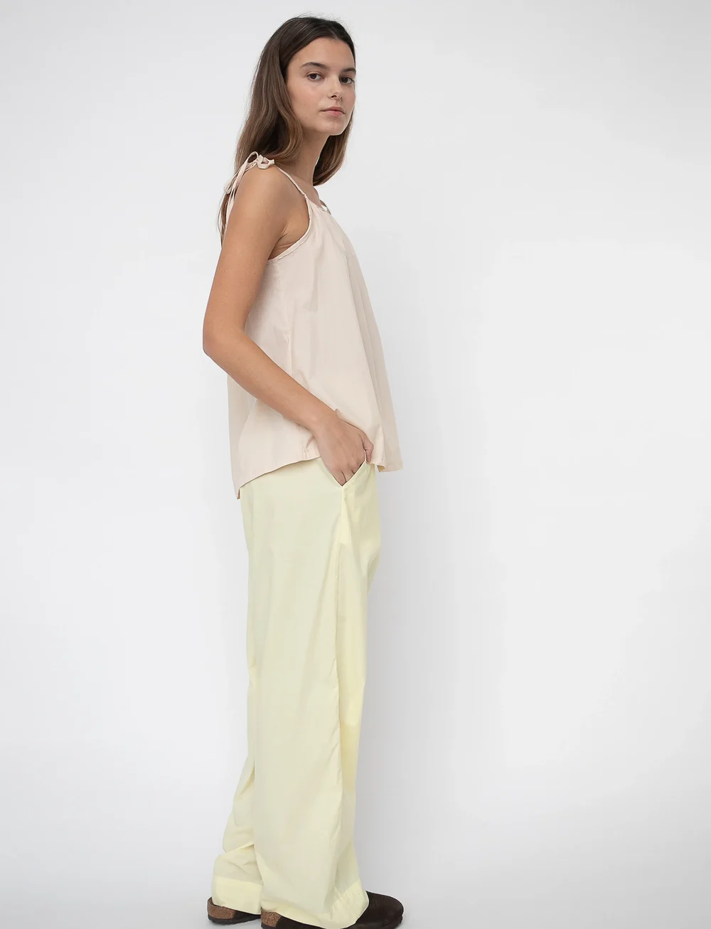 STUDIO FEDER - BELLA PANTS - POPLIN - hosen mit weitem bein - lemon sorbet - 5