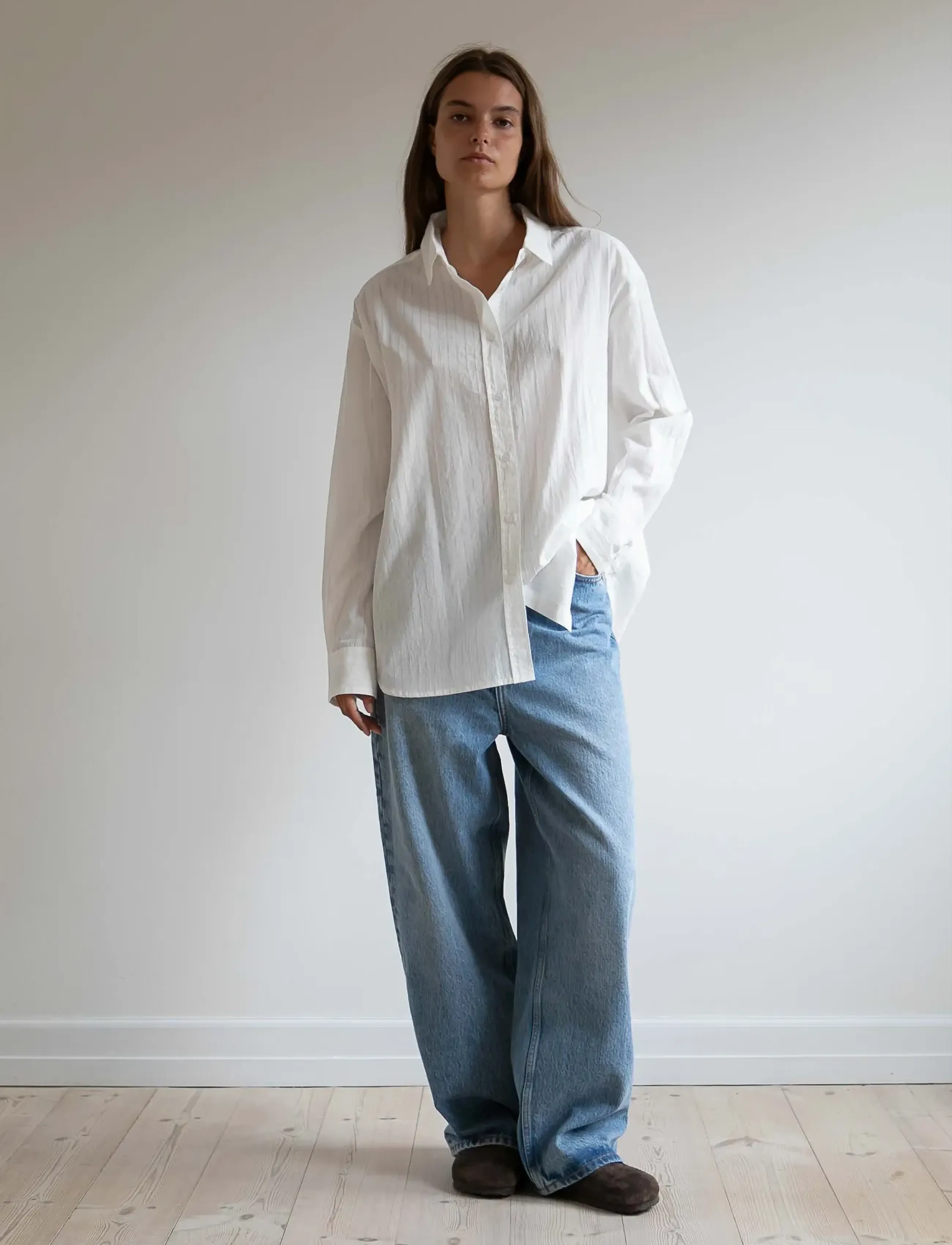 STUDIO FEDER Josie Shirt, L, Cream, Skjorter > Langærmede, Dame