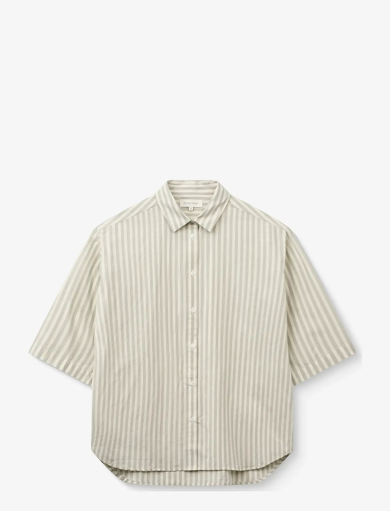 STUDIO FEDER - Cecilia shirt - kortærmede skjorter - soft mint stripe - 1