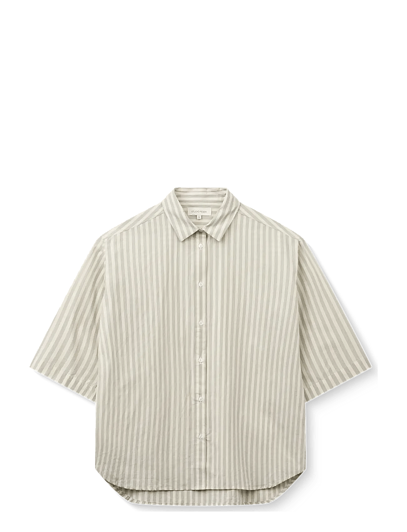 STUDIO FEDER - Cecilia shirt - kurzärmlige hemden - soft mint stripe - 1