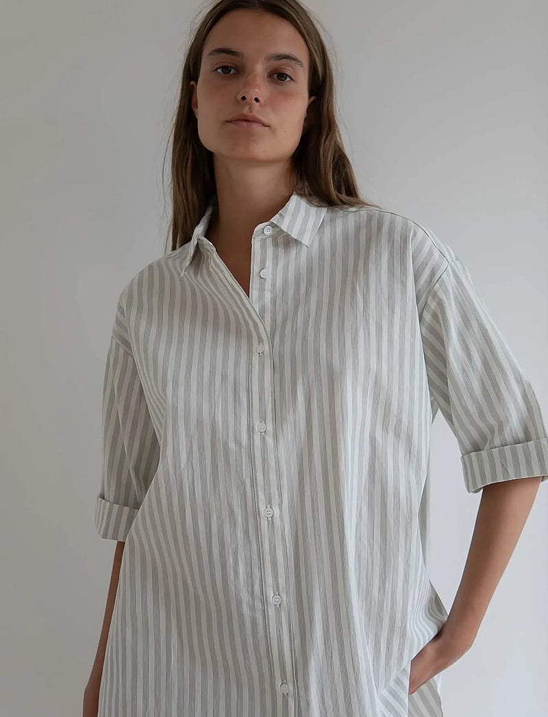 STUDIO FEDER - Cecilia shirt - kurzärmlige hemden - soft mint stripe - 3