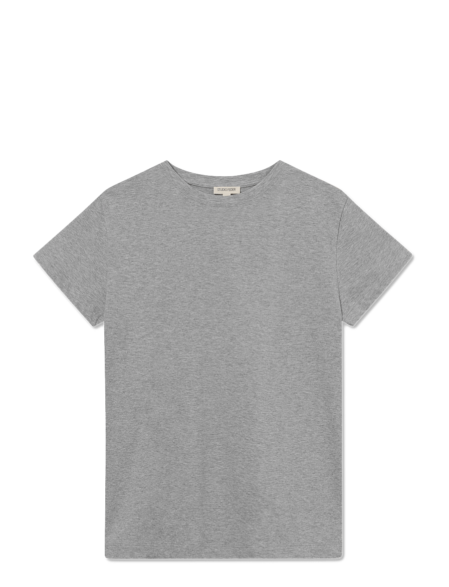 STUDIO FEDER - FREYA T-SHIRT - t-särgid - grey melange - 0