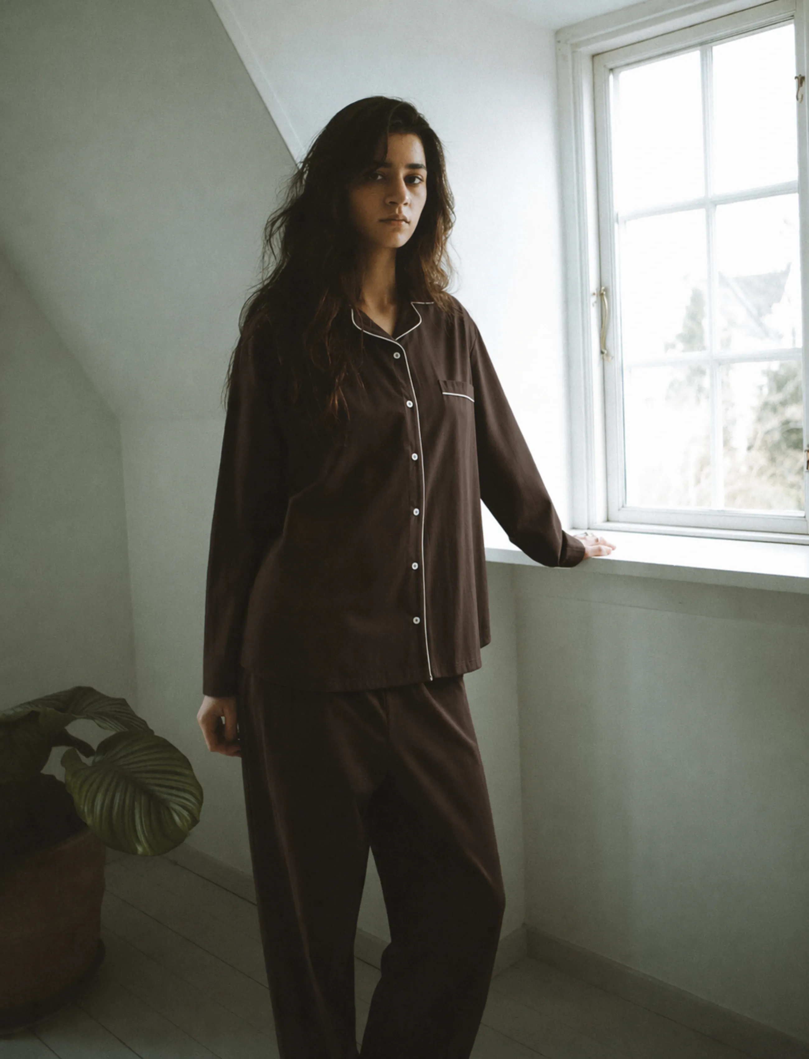 STUDIO FEDER Edith Pajama, L, Night & Loungewear, Braun - Pyjamas, Frauen