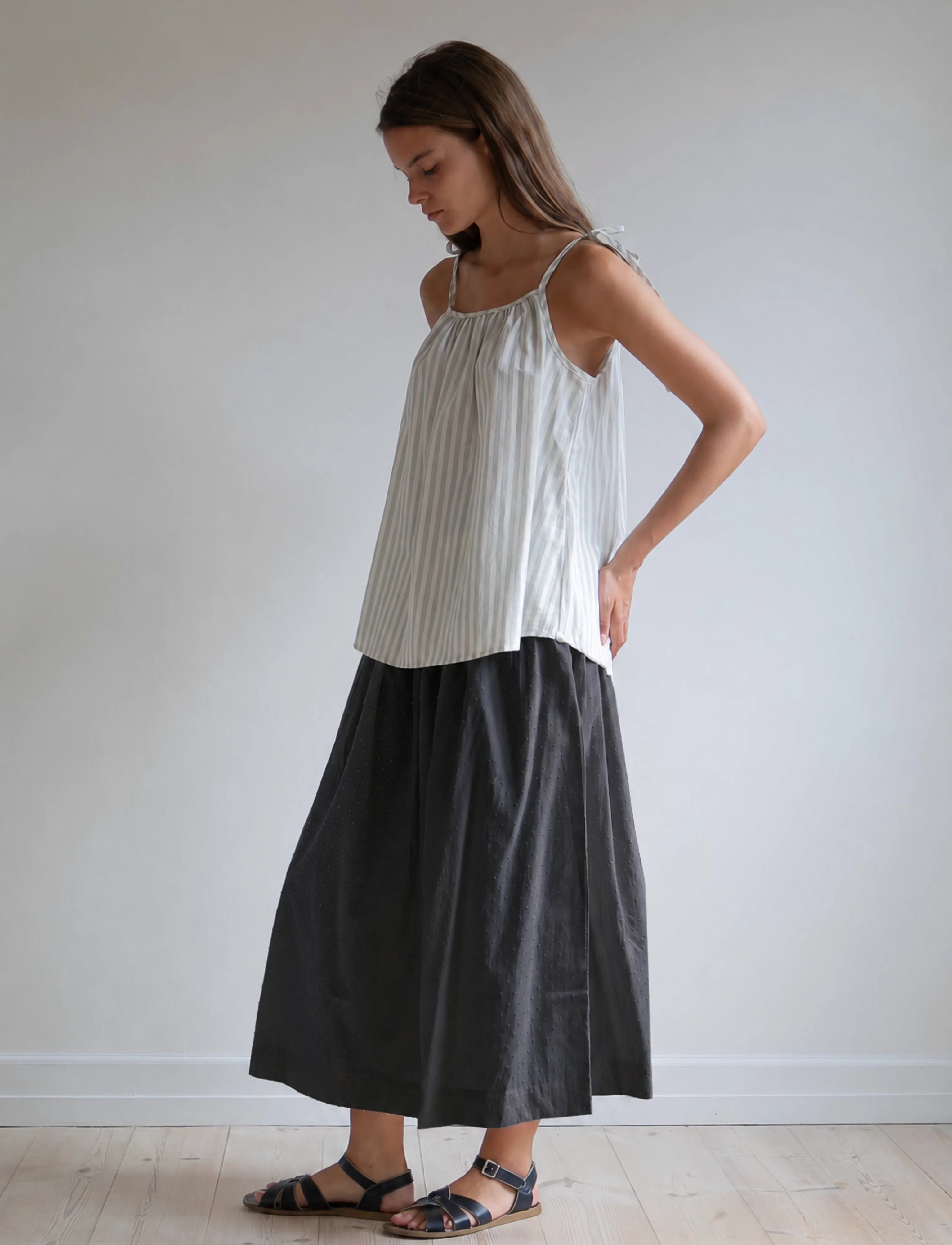 STUDIO FEDER OLGA SKIRT - Midi-Röcke - BLACK DOBBY / black