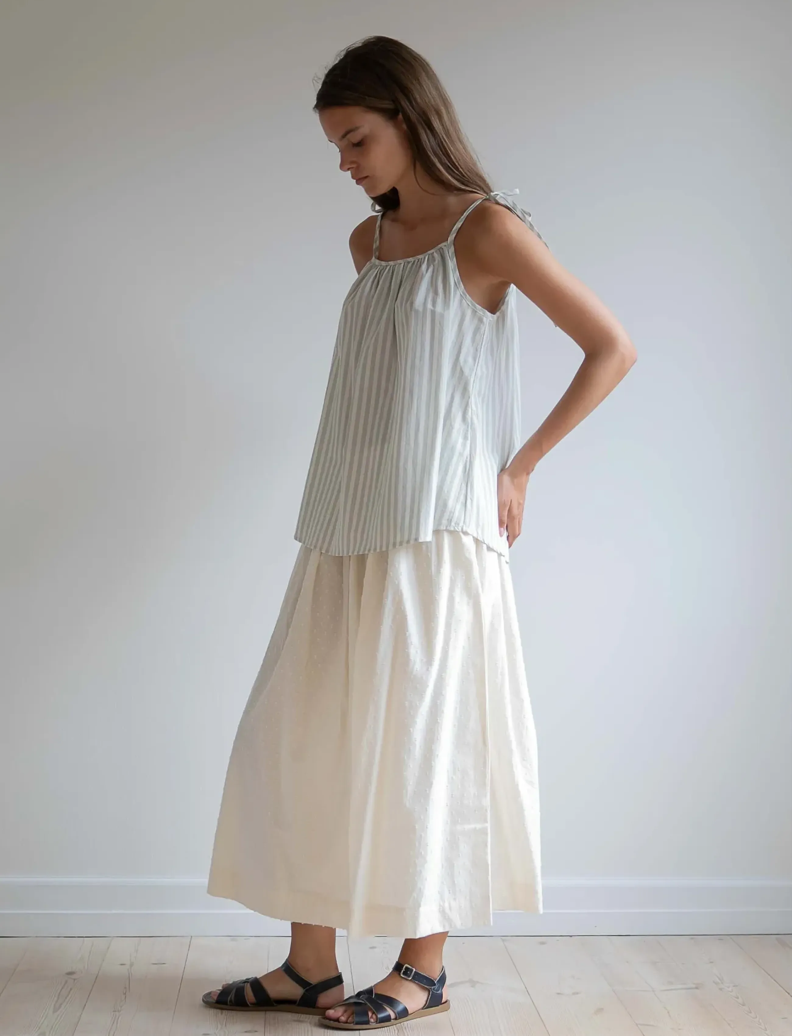 STUDIO FEDER OLGA SKIRT - Midi skirts - UNDYED DOBBY / cream