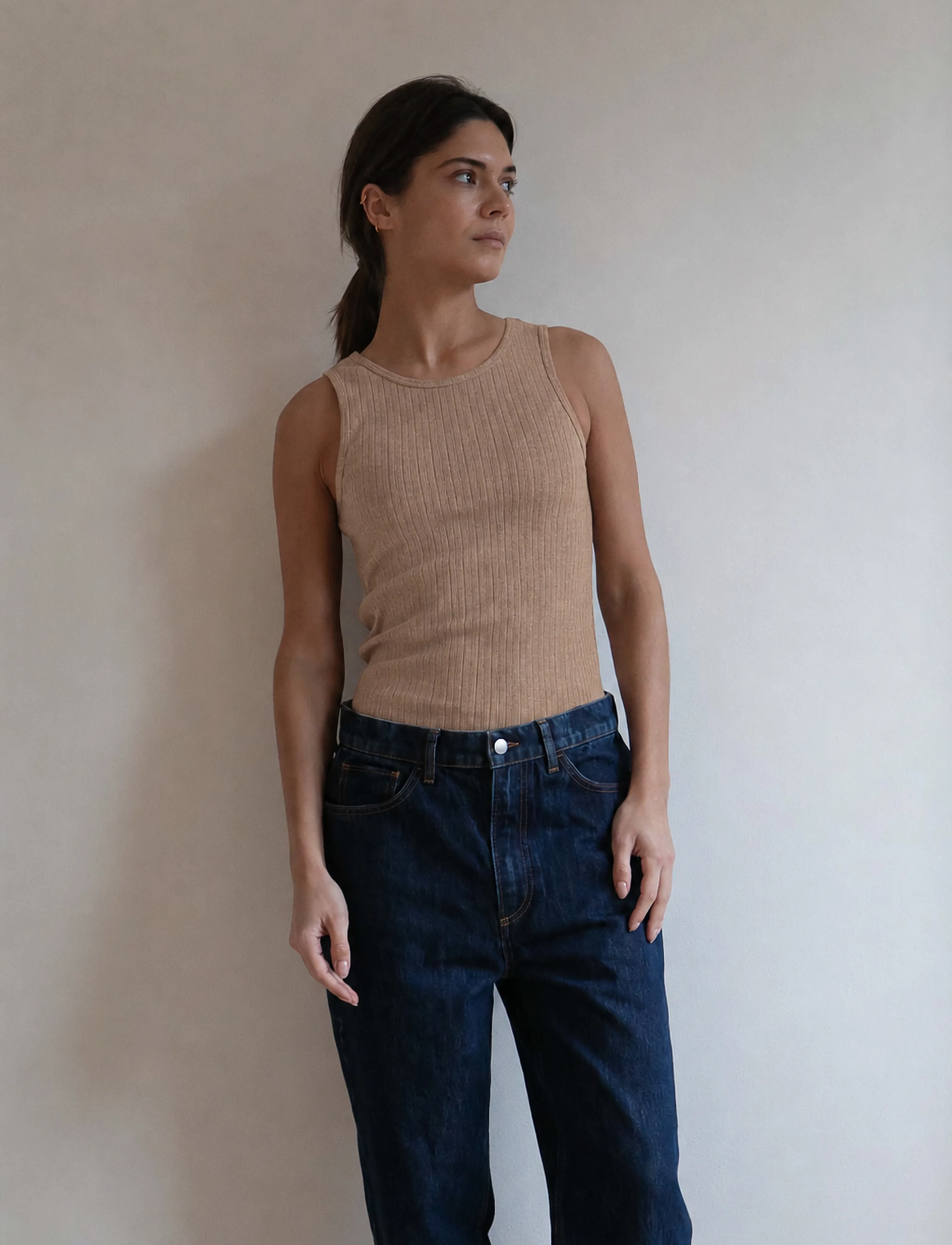 STUDIO FEDER IRENE TOP - T-shirts & Toppar - OAT MELANGE / beige