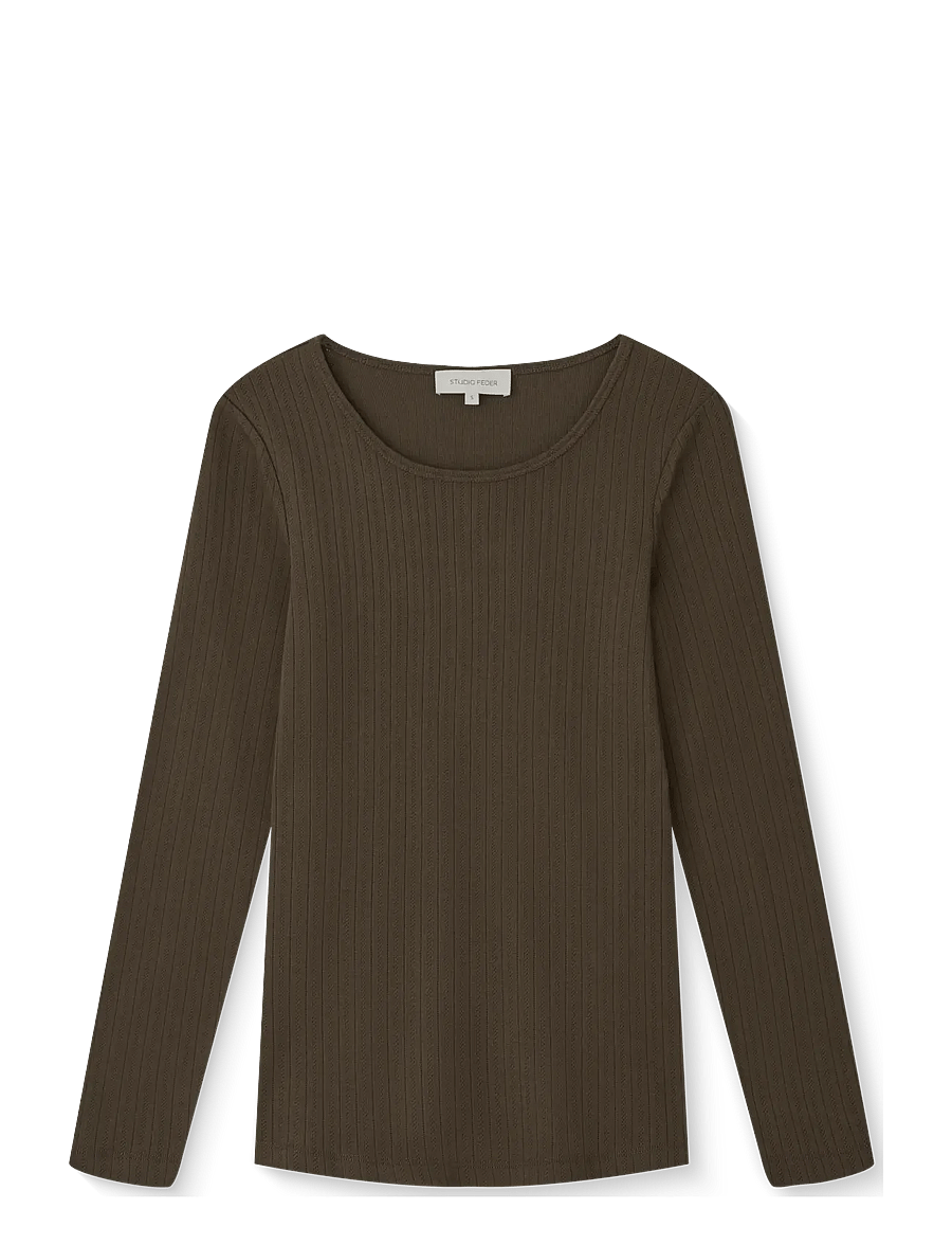 STUDIO FEDER - GERTRUD POINTELLE BLUSE - langærmede bluser - bark - 1