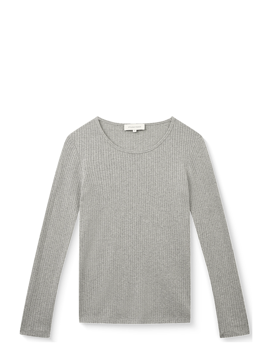 STUDIO FEDER - GERTRUD POINTELLE BLOUSE - pikkade varrukatega pluusid - grey melange - 0