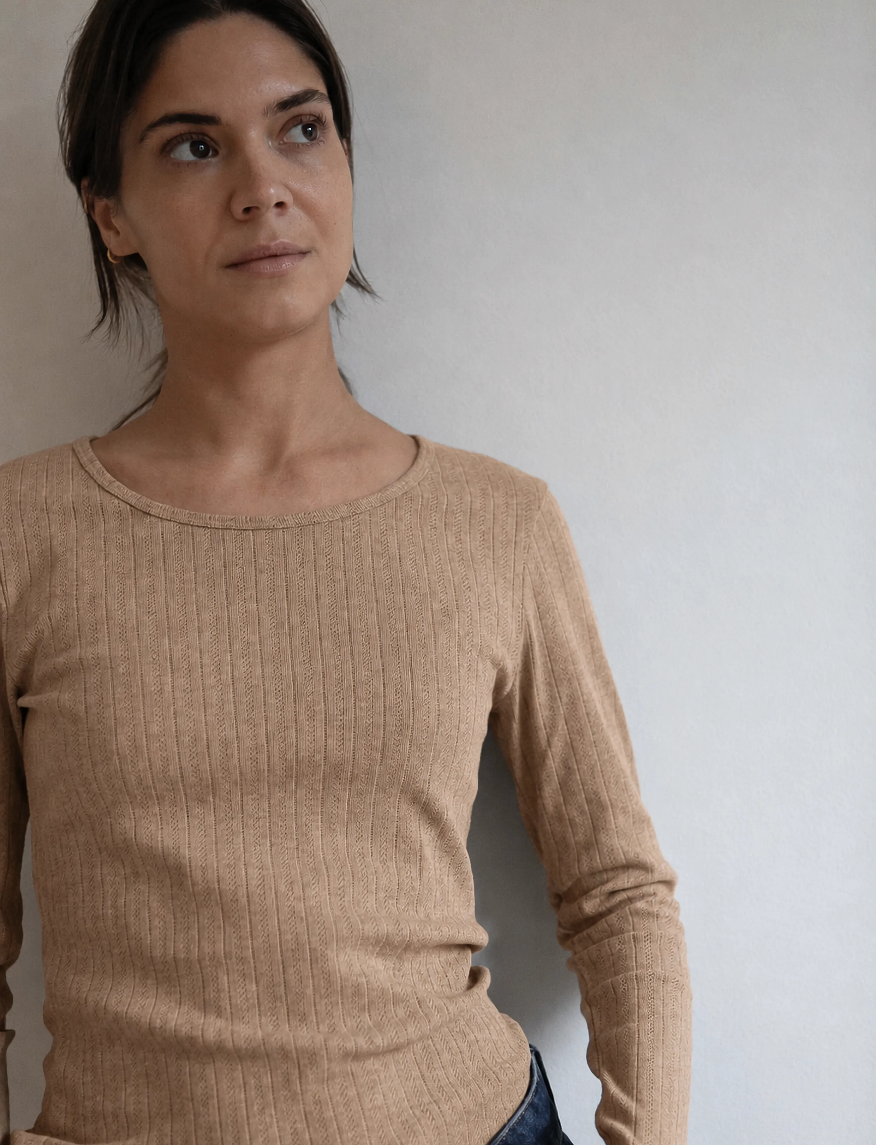 STUDIO FEDER GERTRUD-BLUS - T-shirts & Toppar - OAT MELANGE / beige