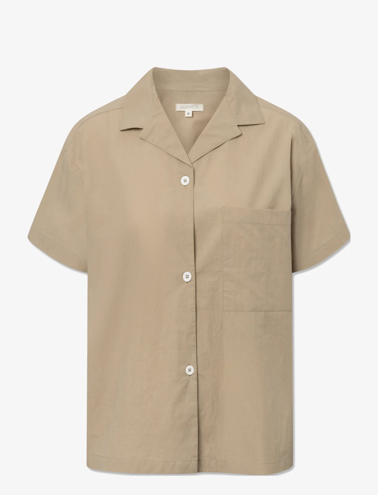 STUDIO FEDER - Victoria Shirt - short-sleeved shirts - sand beige - 0