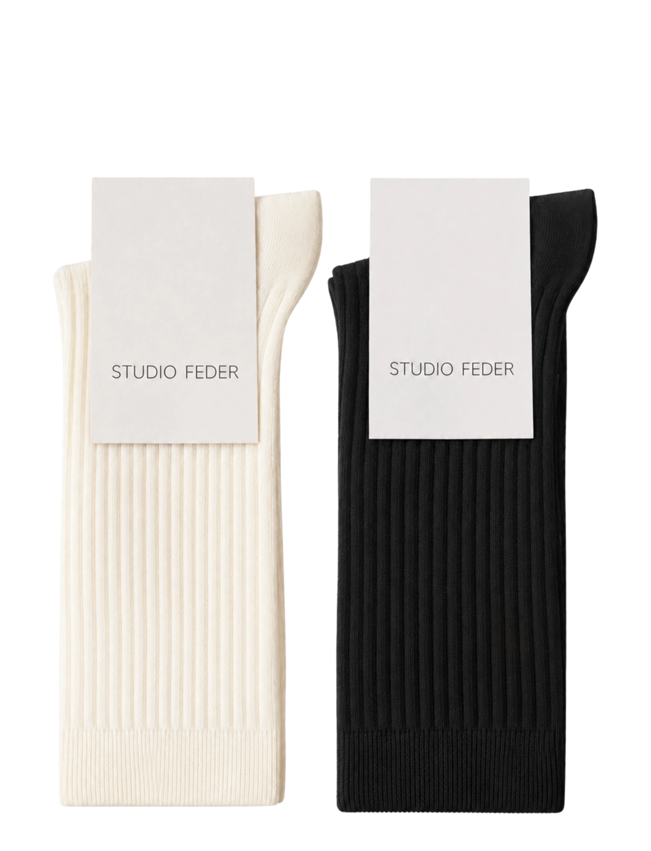STUDIO FEDER MINNA SOCK - 2-PACK - Everyday Style - BROKEN WHITE / BLACK / cream