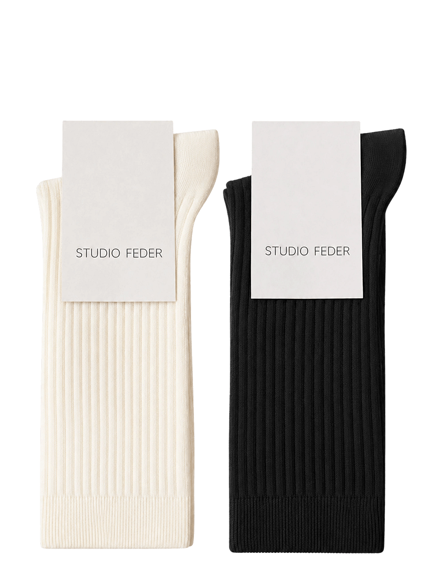 STUDIO FEDER - MINNA SOCK - 2-PACK - regular socks - broken white / black - 1