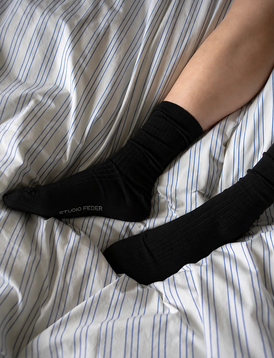 STUDIO FEDER - MINNA SOCK - 2-PACK - regular socks - broken white / black - 0