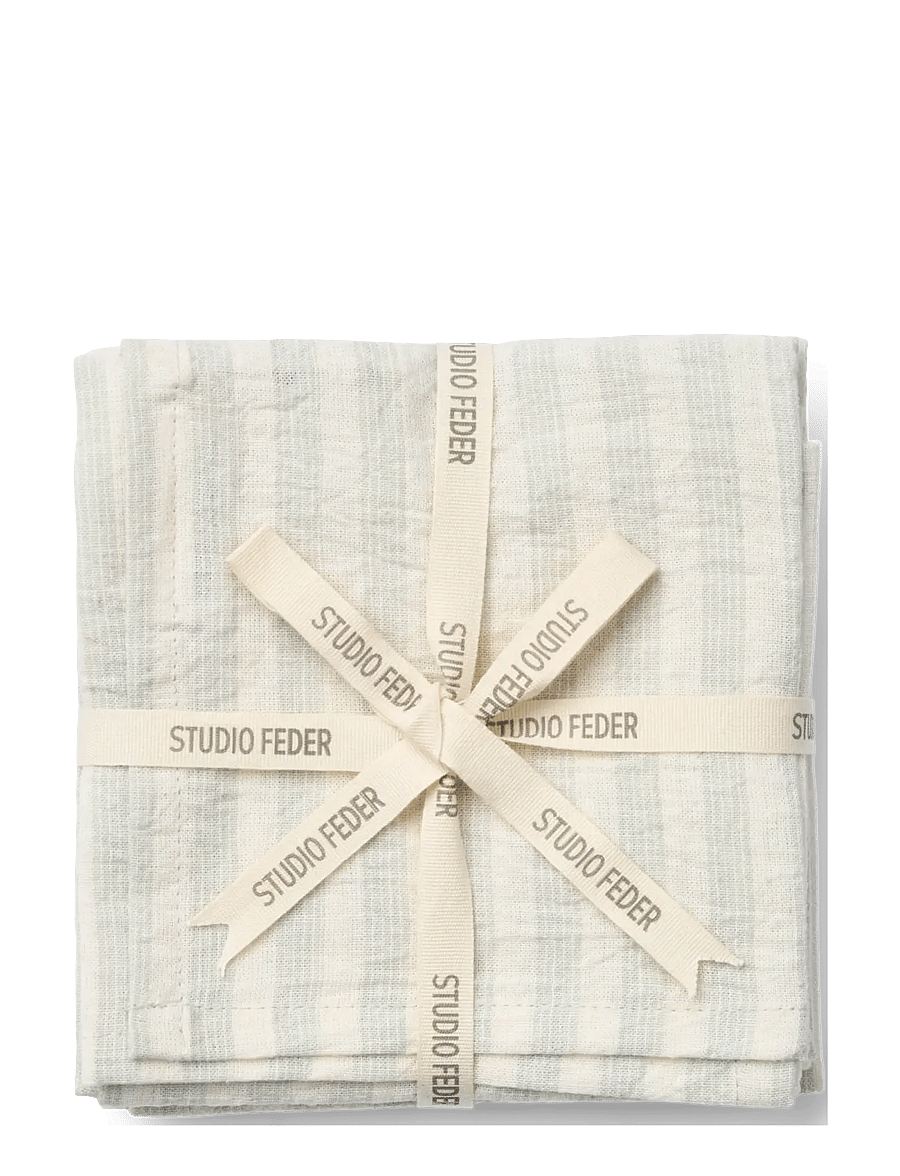 STUDIO FEDER - LIVIA NAPKIN 4-PACK - linased ja puuvillased salvrätikud - soft mint stripe - 0