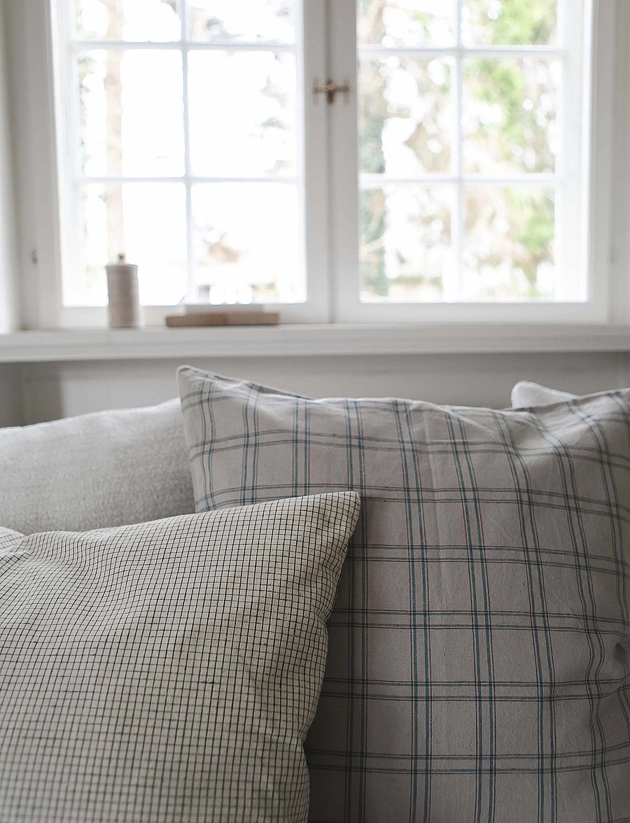 STUDIO FEDER - MADDIE CUSHION - kissen - creme black plaid - 0