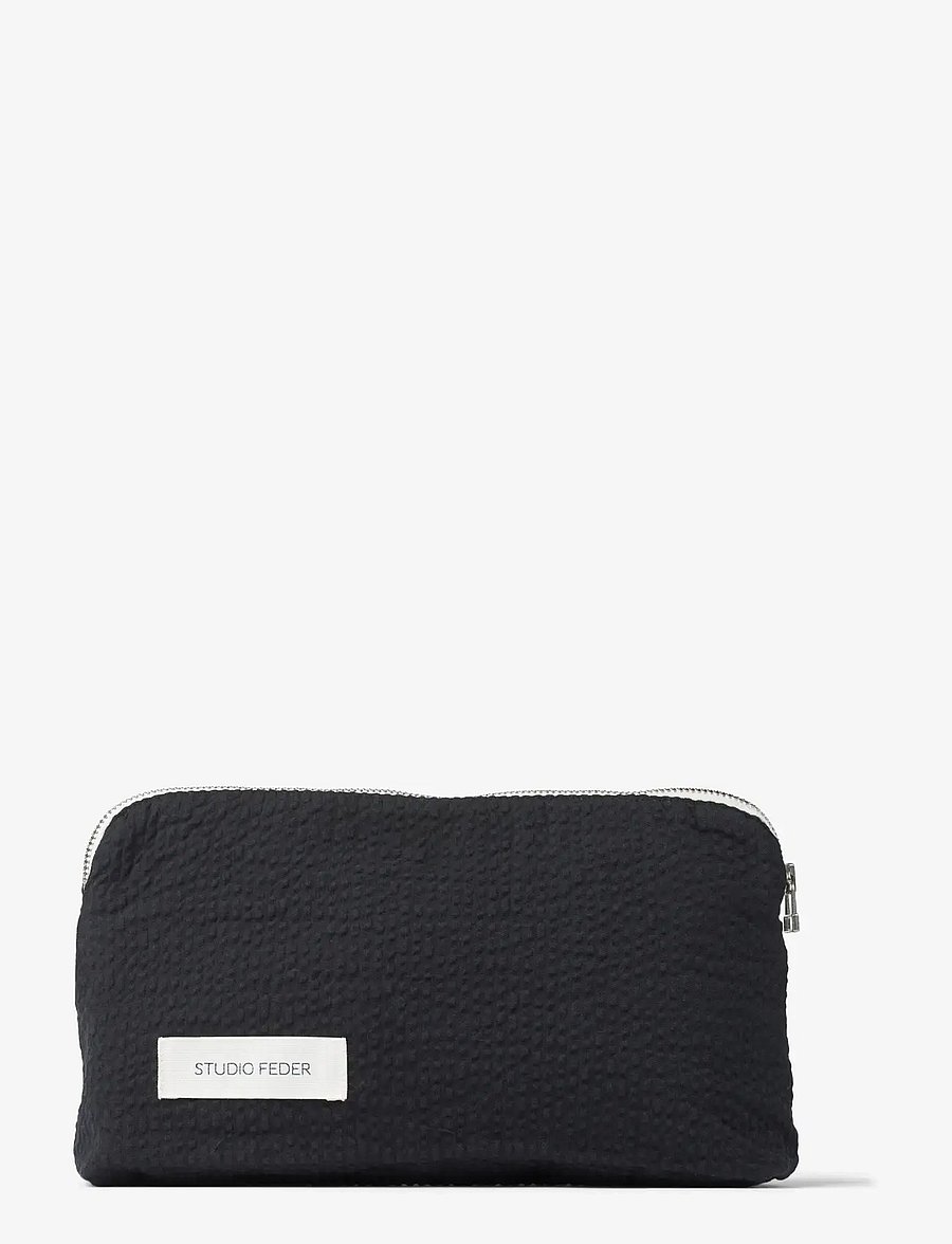 STUDIO FEDER - CELIA MINI TOILETRY BAG - SEERSUCKER - sminkväskor - black - 0