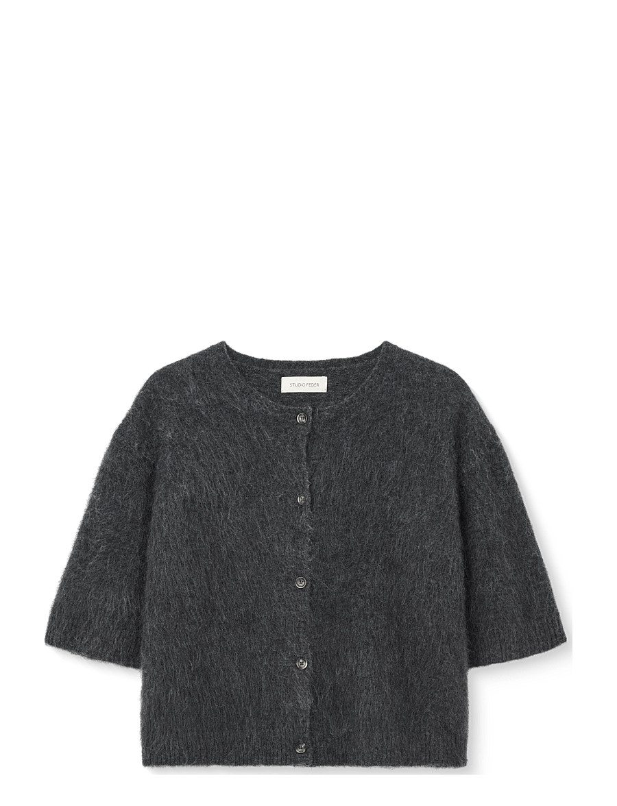STUDIO FEDER - SIGNE HAIRY CARDIGAN - koftor - charcoal melange - 1