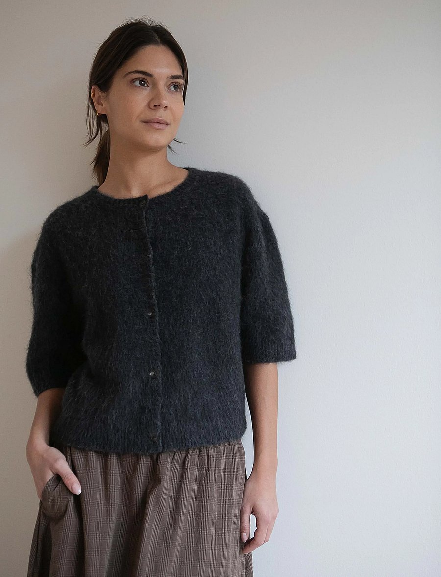 STUDIO FEDER - SIGNE HAIRY CARDIGAN - koftor - charcoal melange - 0