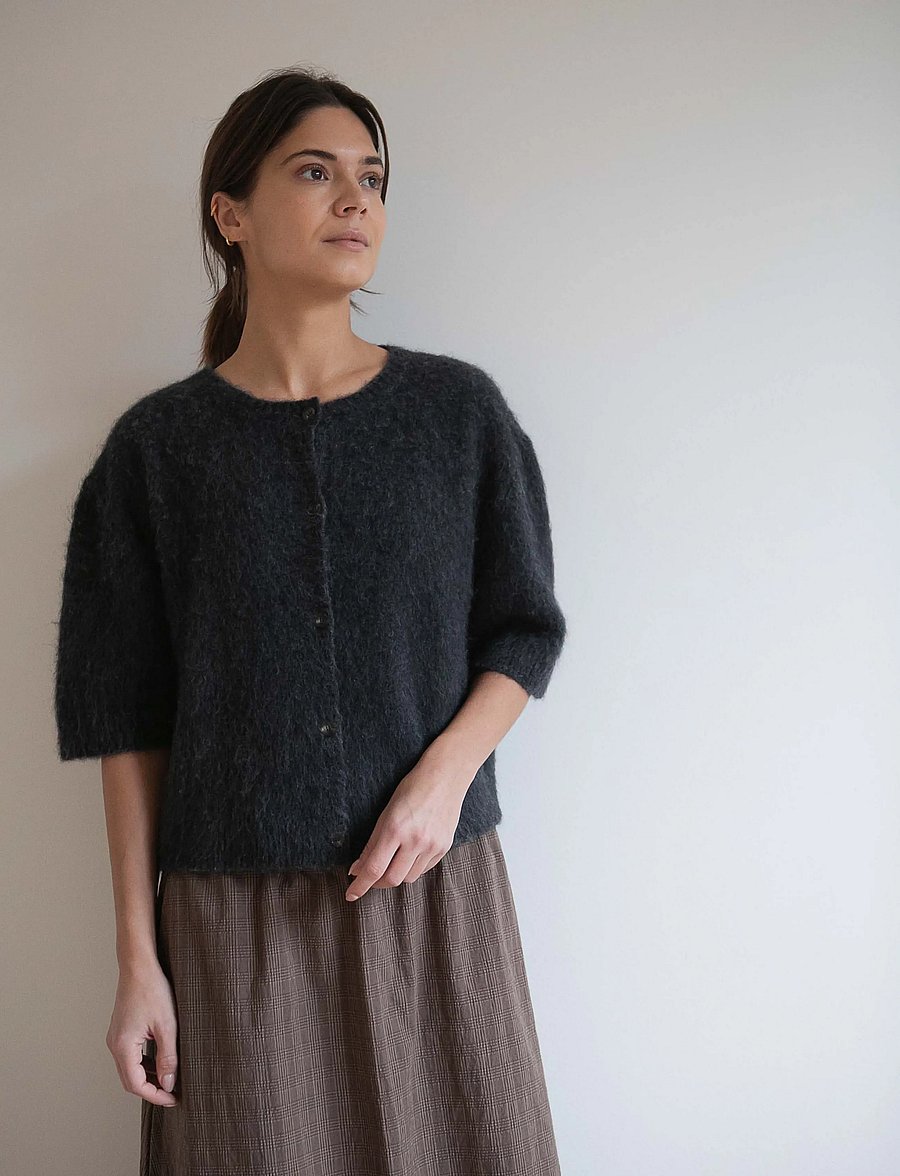 STUDIO FEDER - SIGNE HAIRY CARDIGAN - koftor - charcoal melange - 3