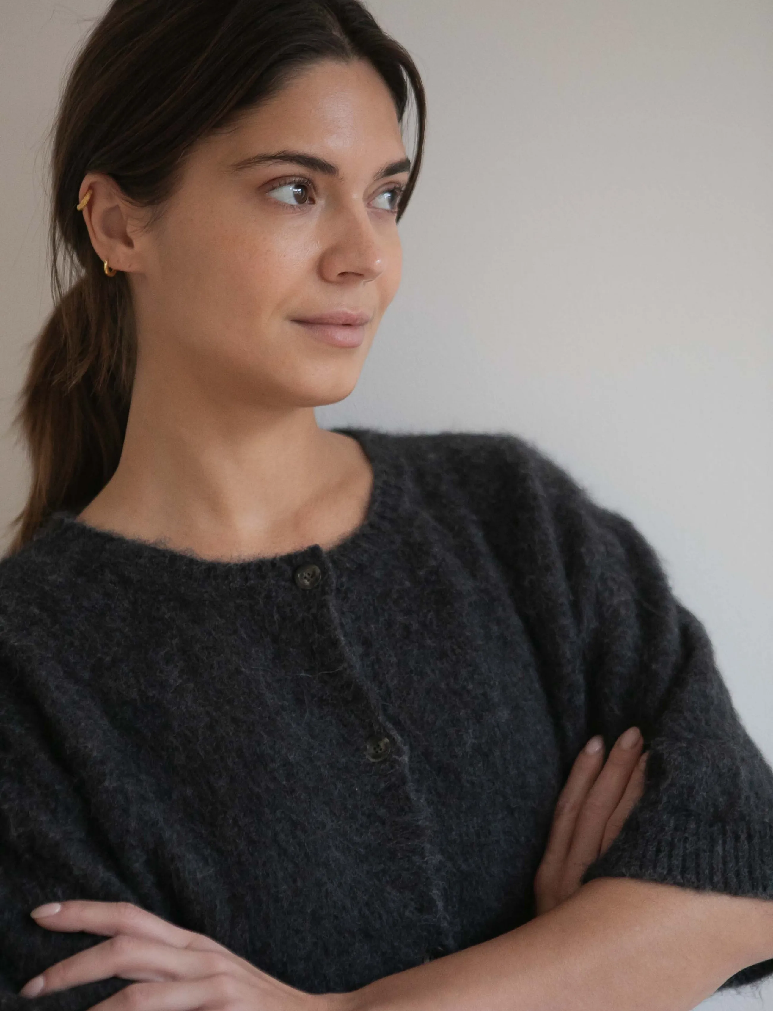 STUDIO FEDER - SIGNE HAIRY CARDIGAN - charcoal melange - 4