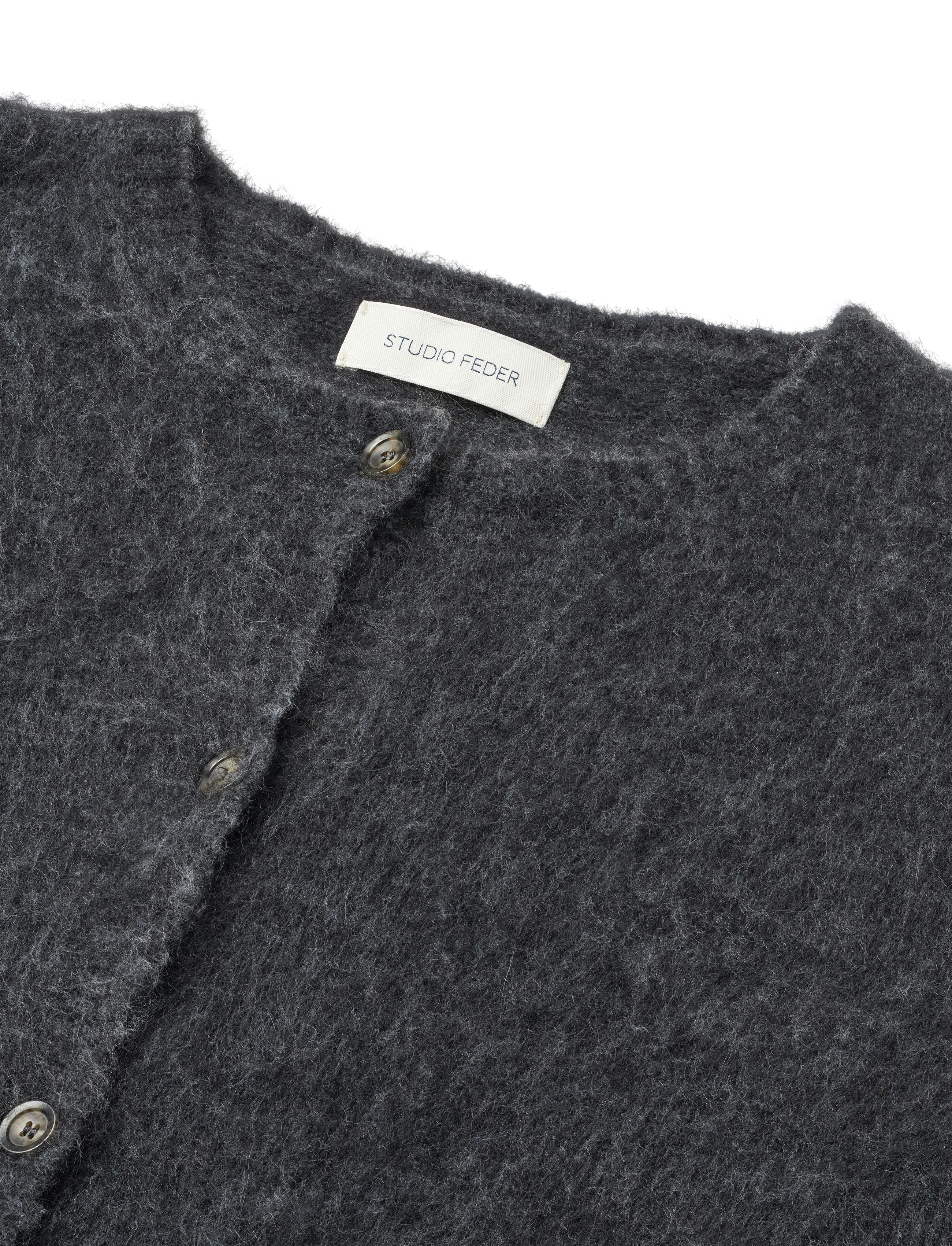 STUDIO FEDER - SIGNE HAIRY CARDIGAN - charcoal melange - 5