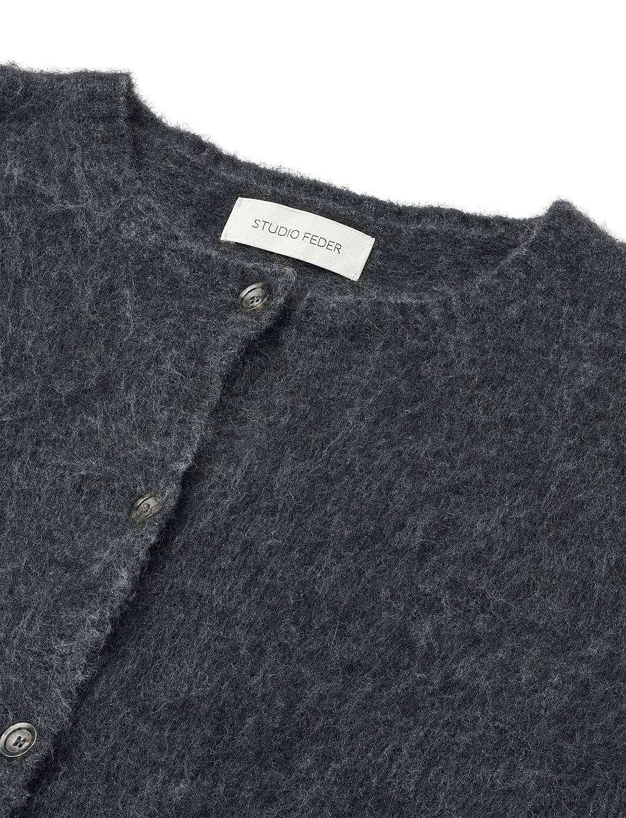 STUDIO FEDER - SIGNE HAIRY CARDIGAN - koftor - charcoal melange - 5