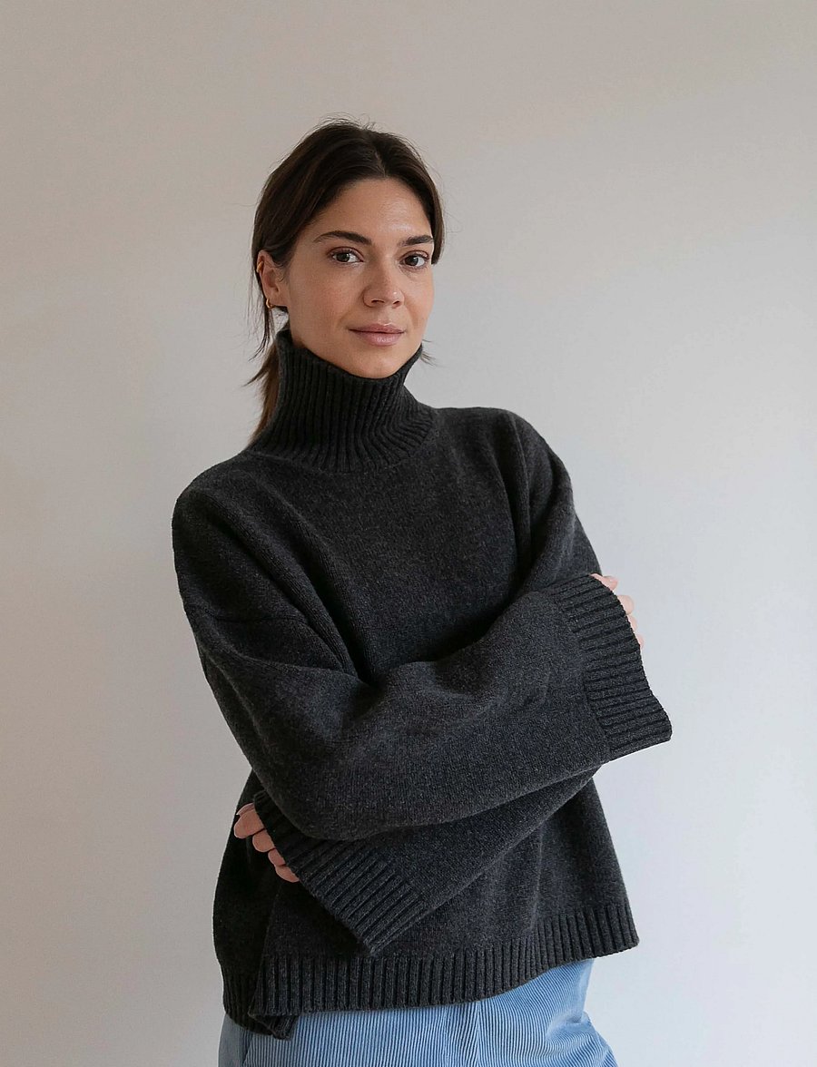 STUDIO FEDER - THYRA KNIT - kaschmir - charcoal melange - 0
