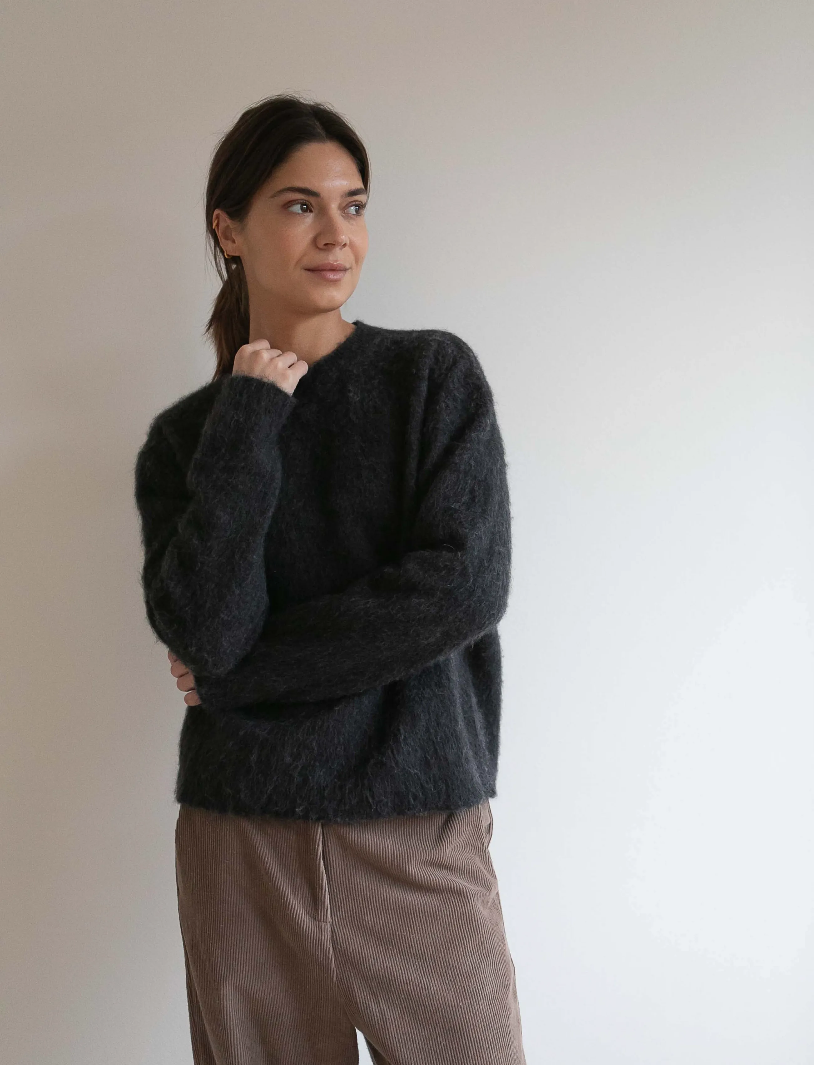 STUDIO FEDER Nina Hairy Strik, M, Grey, Strik > Trøjer, Dame