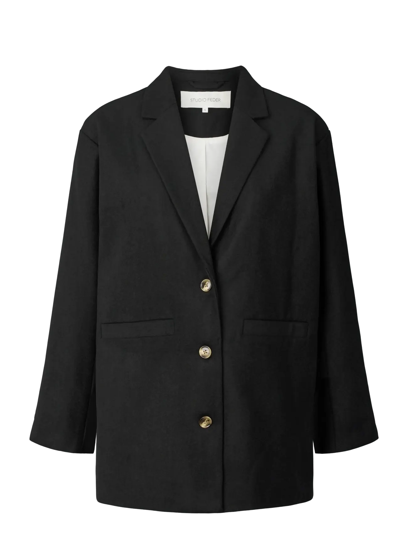 STUDIO FEDER Luis Blazer Wool, Kvinder, Afslappet Blazer, Sort, Str: XL