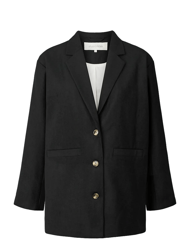 STUDIO FEDER - LUIS BLAZER - WOOL - enkeltradede blazere - black - 0