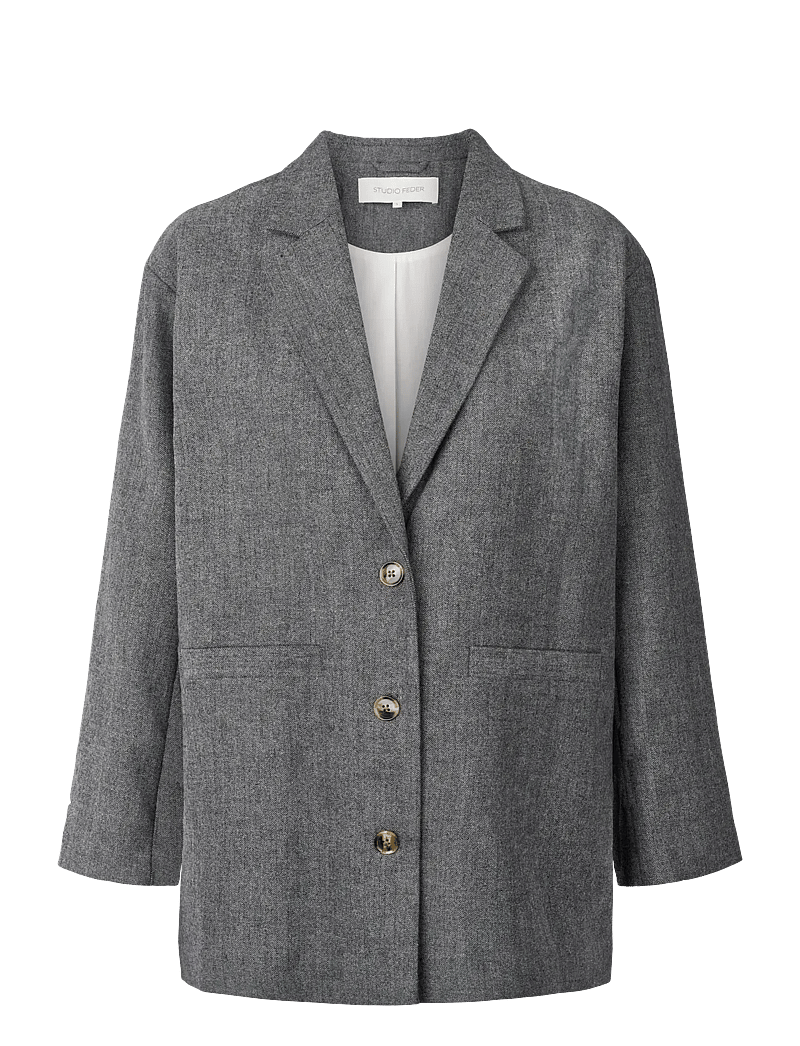 STUDIO FEDER - LUIS BLAZER - WOOL - enkelknäppta kavajer - grey herringbone - 0