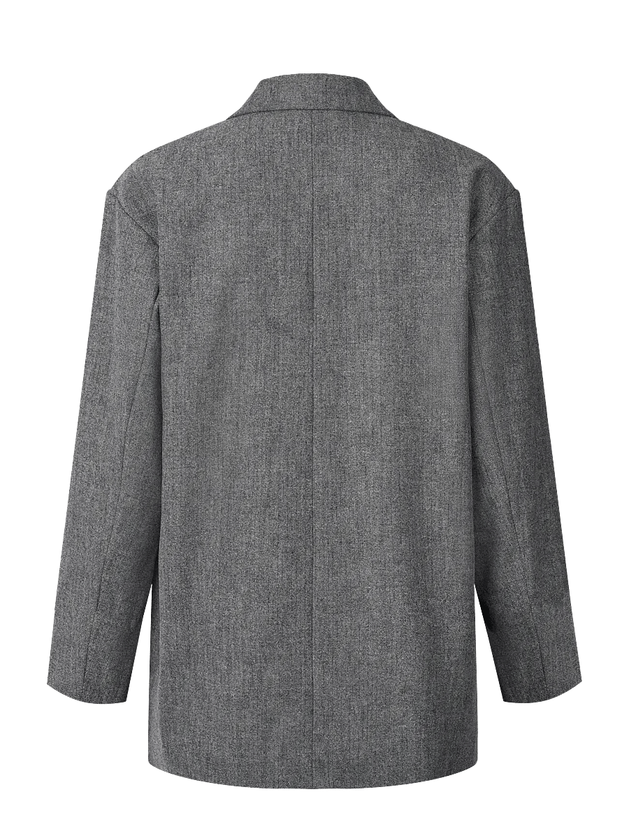 STUDIO FEDER - LUIS BLAZER - WOOL - Ühes joones nööpidega bleiserid - grey herringbone - 1