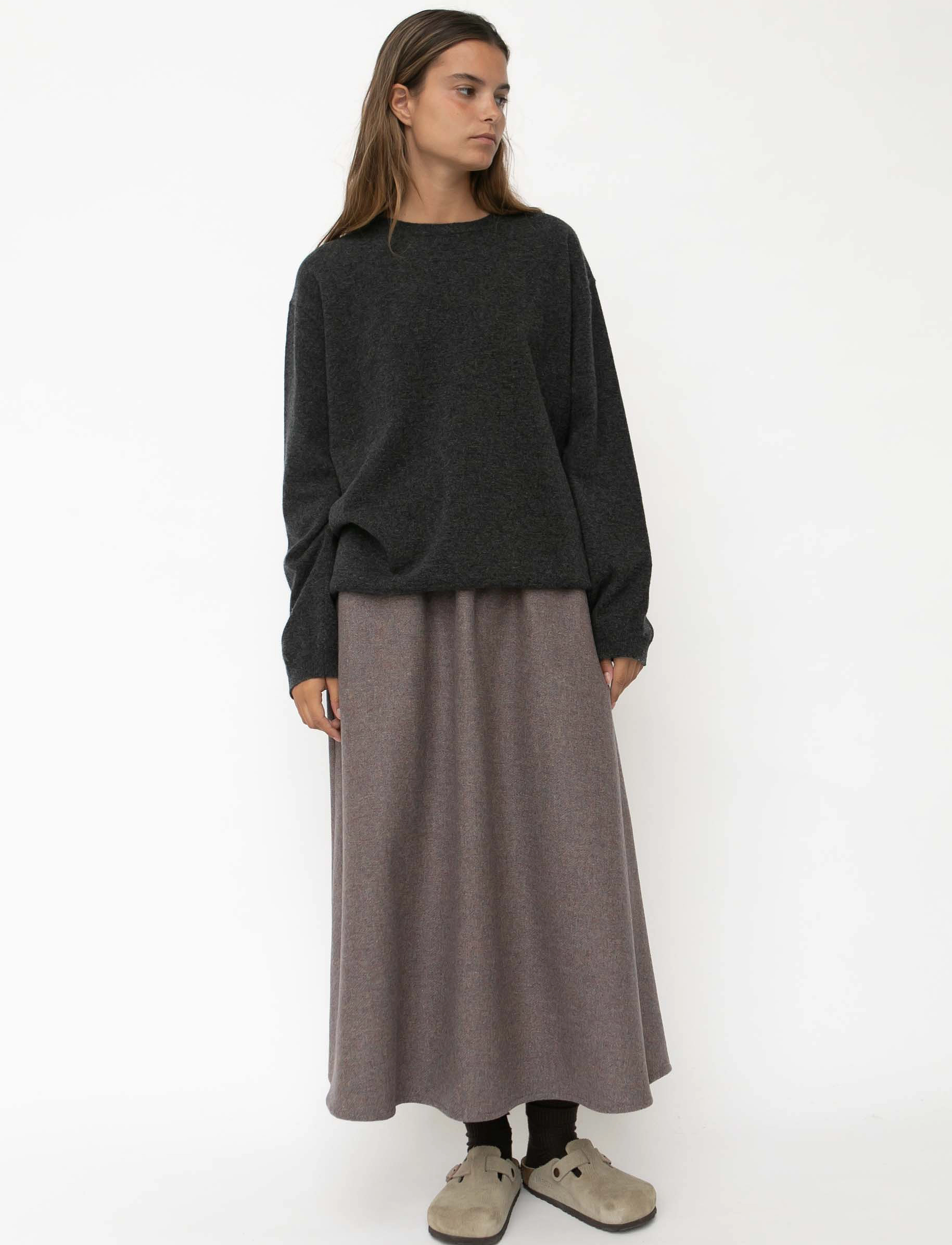 STUDIO FEDER AGNES SKIRT - WOOL - Seelikud - BROWN MELANGE / brown