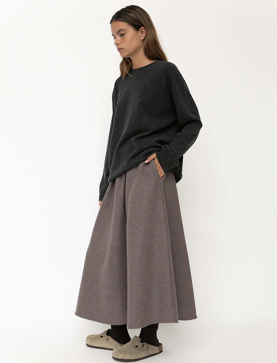 STUDIO FEDER - AGNES SKIRT - WOOL - midi kjolar - brown melange - 5