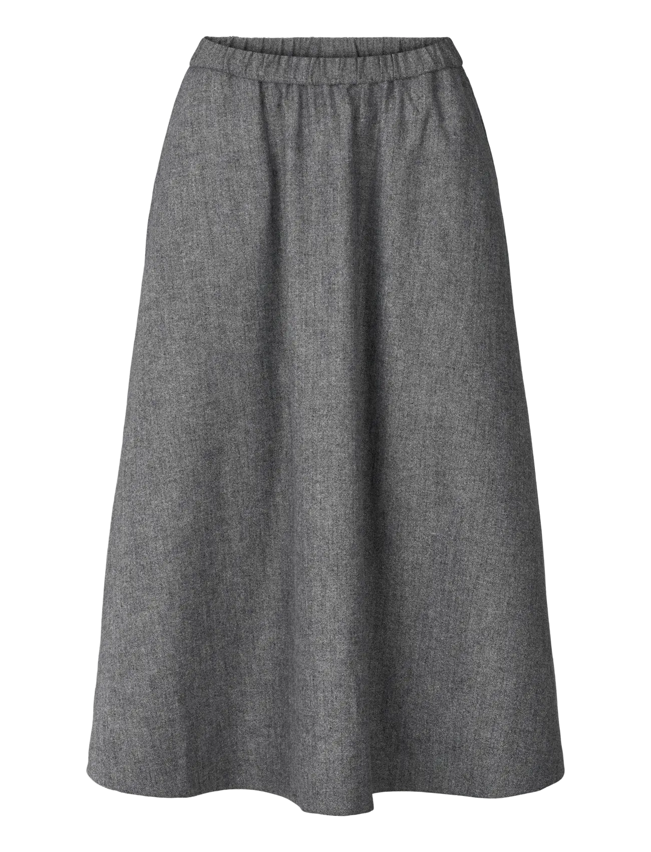 STUDIO FEDER - AGNES SKIRT - WOOL - midi kjolar - grey herringbone - 0