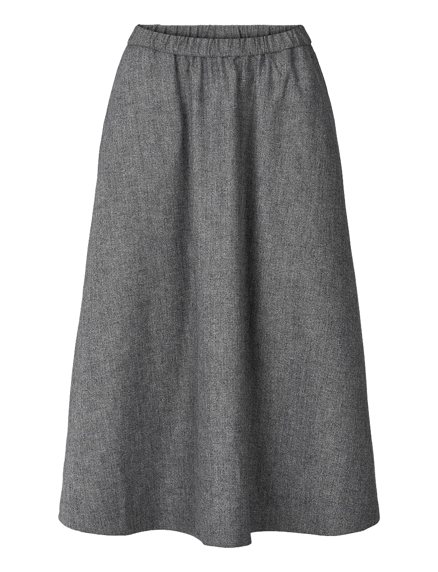 STUDIO FEDER - AGNES SKIRT - WOOL - midi kjolar - grey herringbone - 0