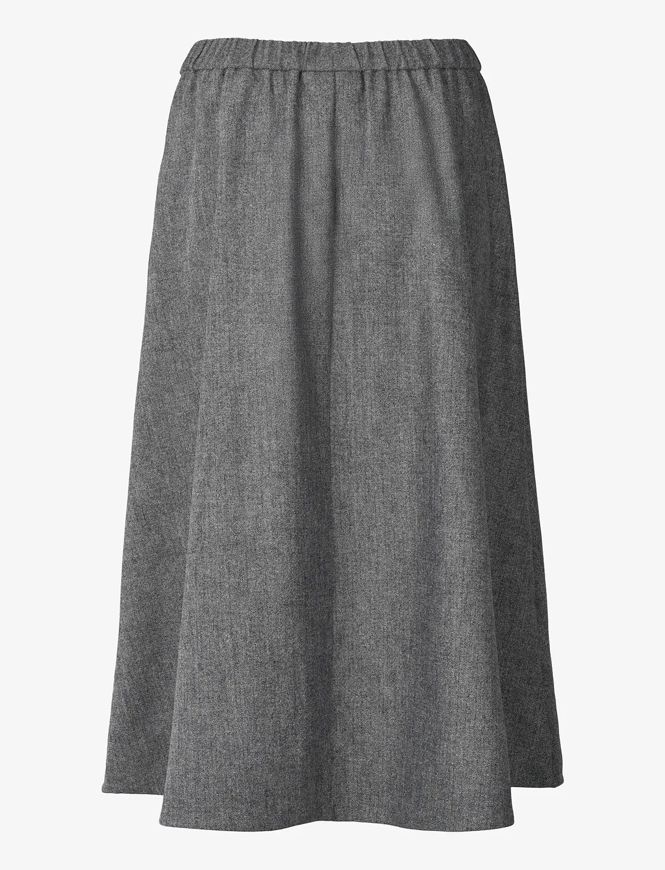 STUDIO FEDER - AGNES SKIRT - WOOL - midi kjolar - grey herringbone - 1