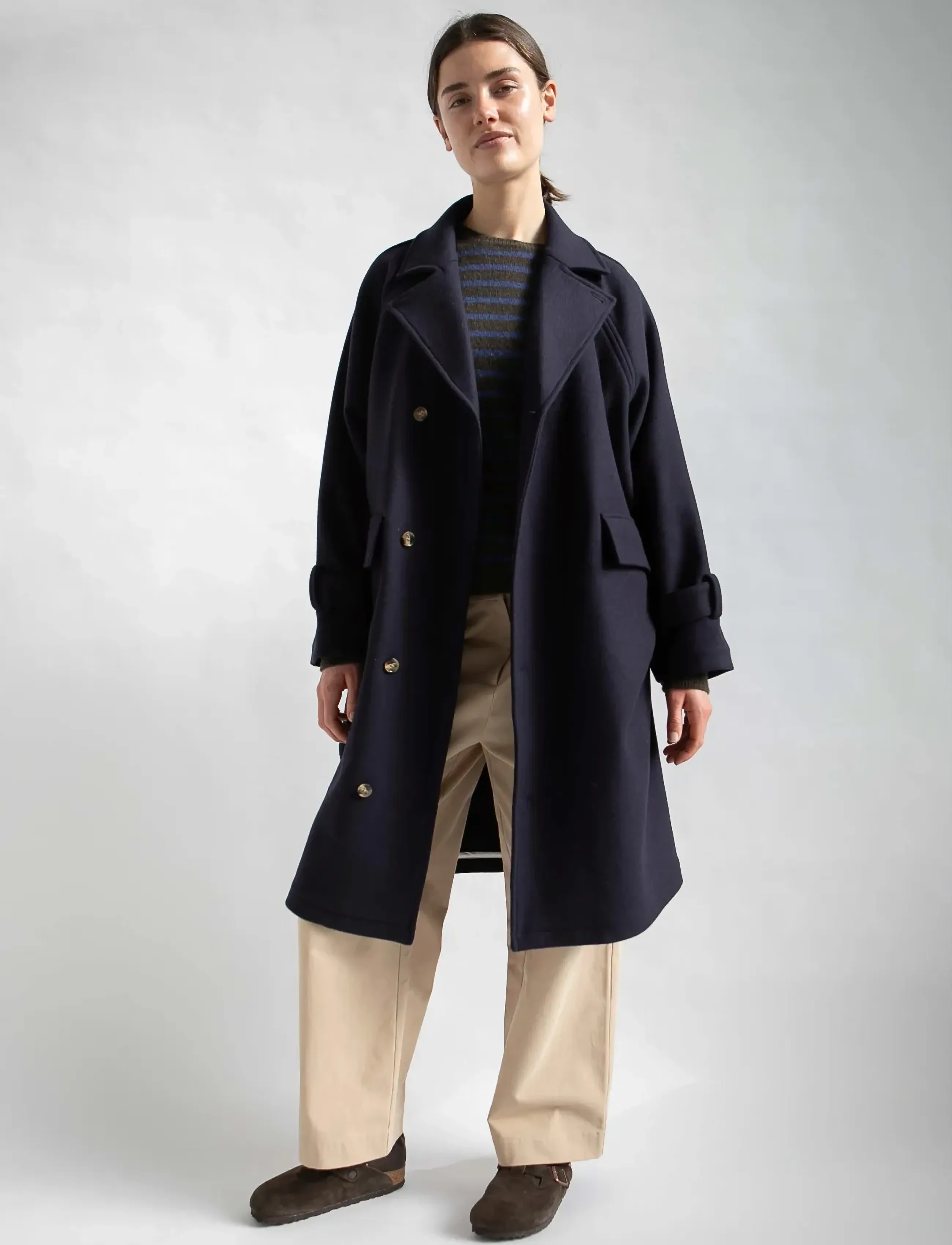 STUDIO FEDER Johanne Coat Wool, L, Coats, Marineblau - Wool Frauen