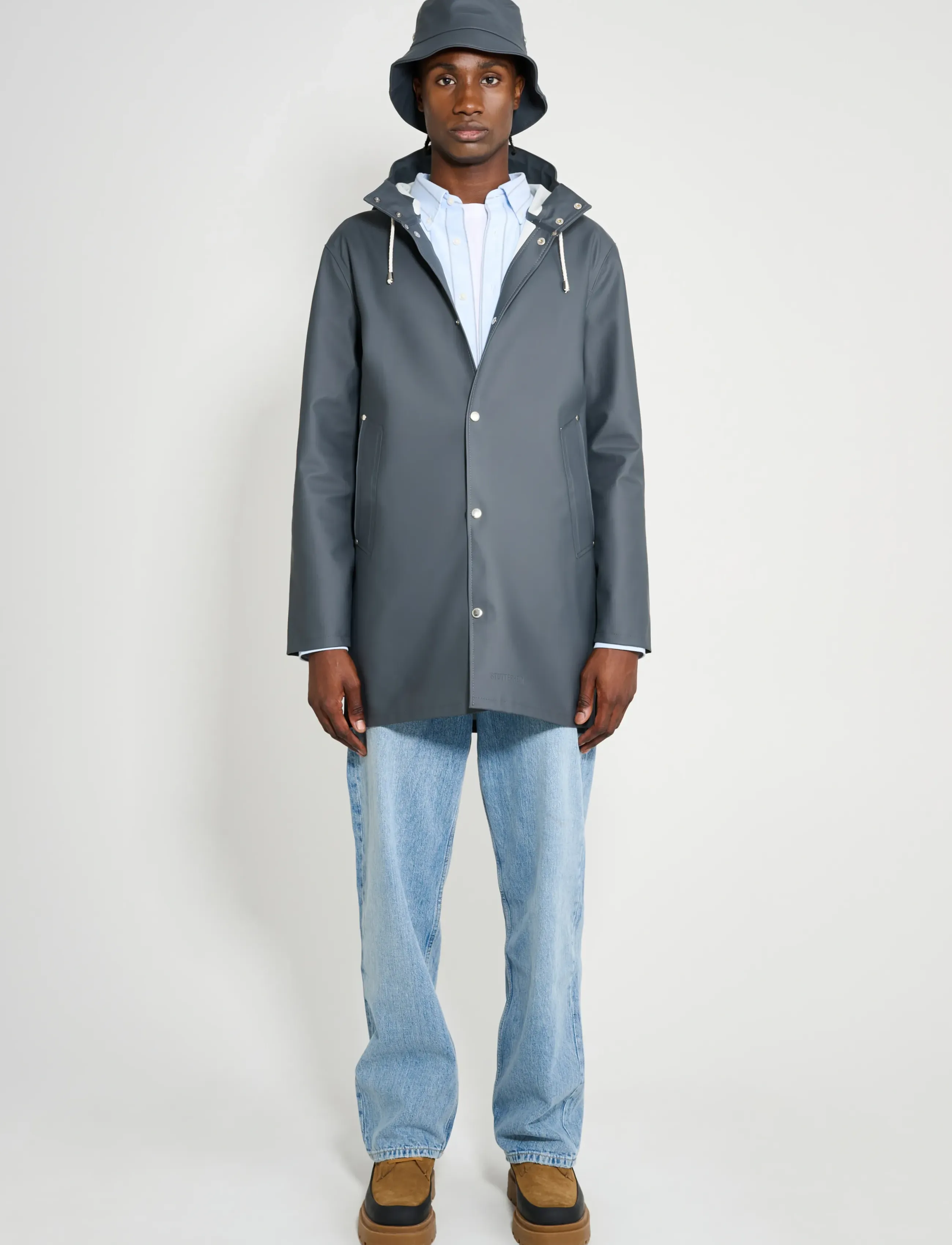 Stutterheim Stockholm Charcoal, XS, Grey, Regntøj > Regnfrakker, Herre