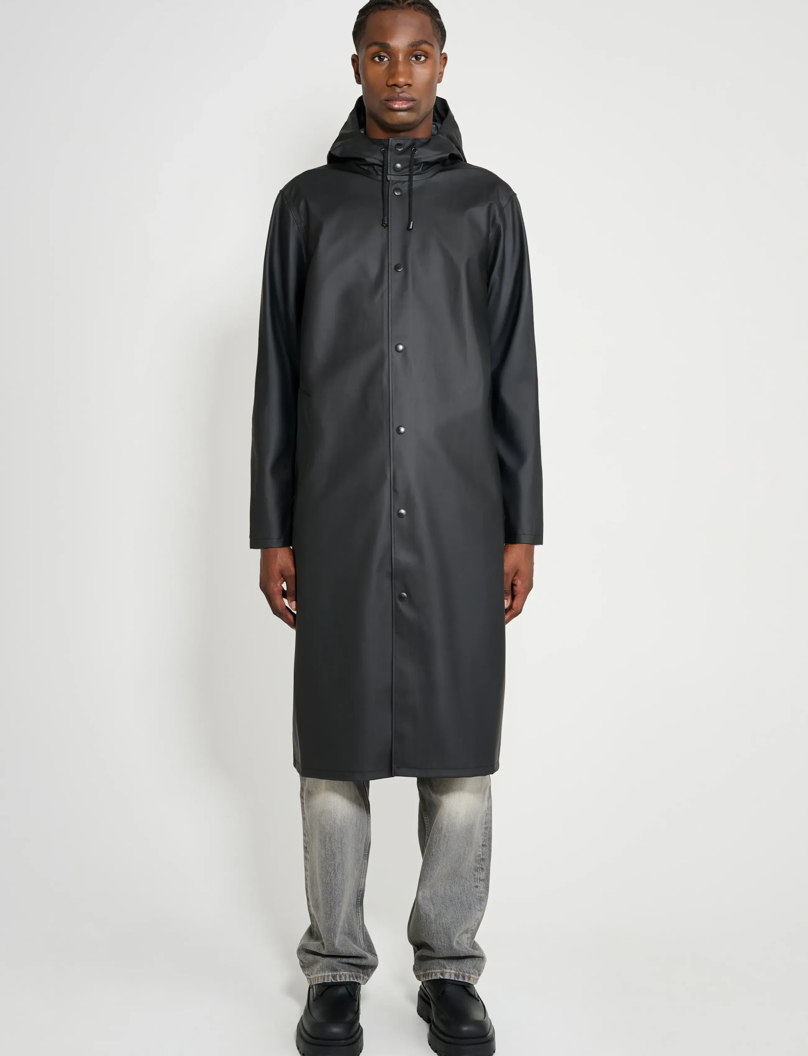 Stutterheim Stockholm Long Black, S, Rainwear, Schwarz - Rain Coats, Männerswear
