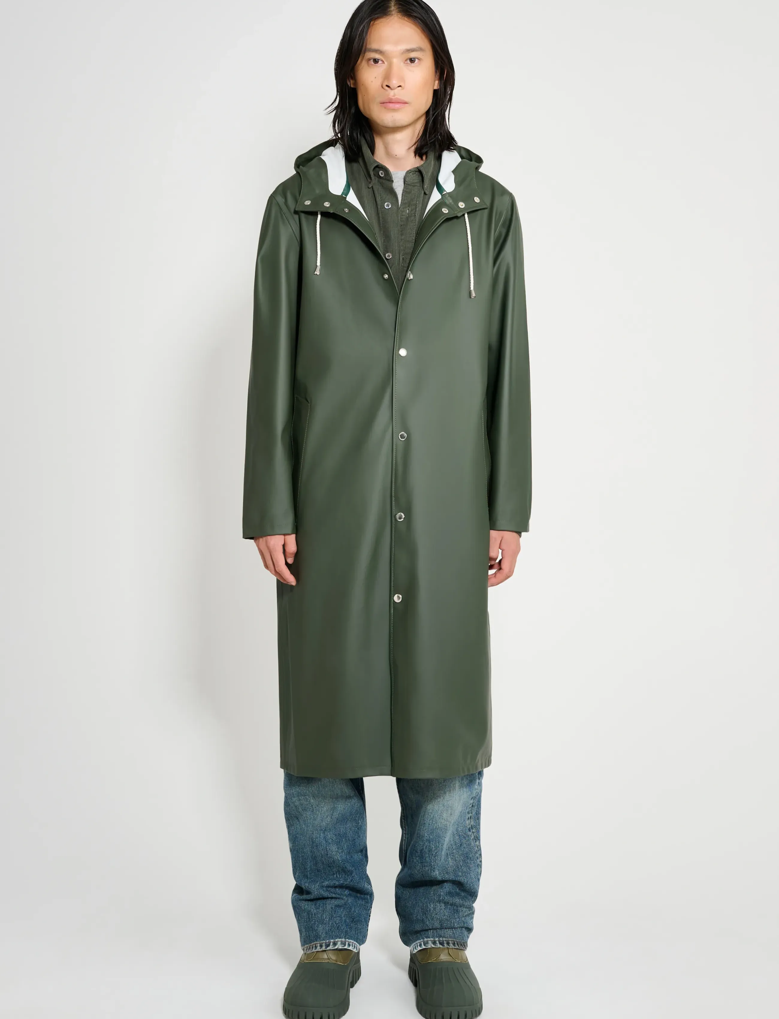 Stutterheim Stockholm Long Green, XS, Green, Regntøj > Regnfrakker, Herre
