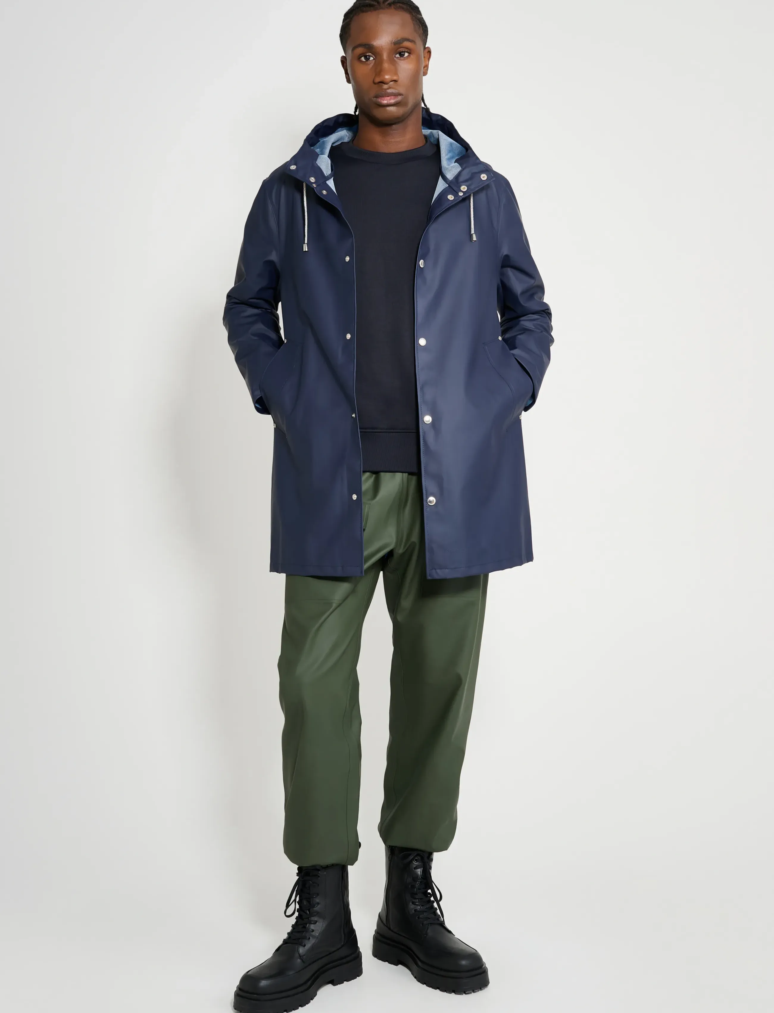 Stutterheim Stockholm Lightweight Navy, XL, Rainwear, Blau - Rain Coats, Männerswear