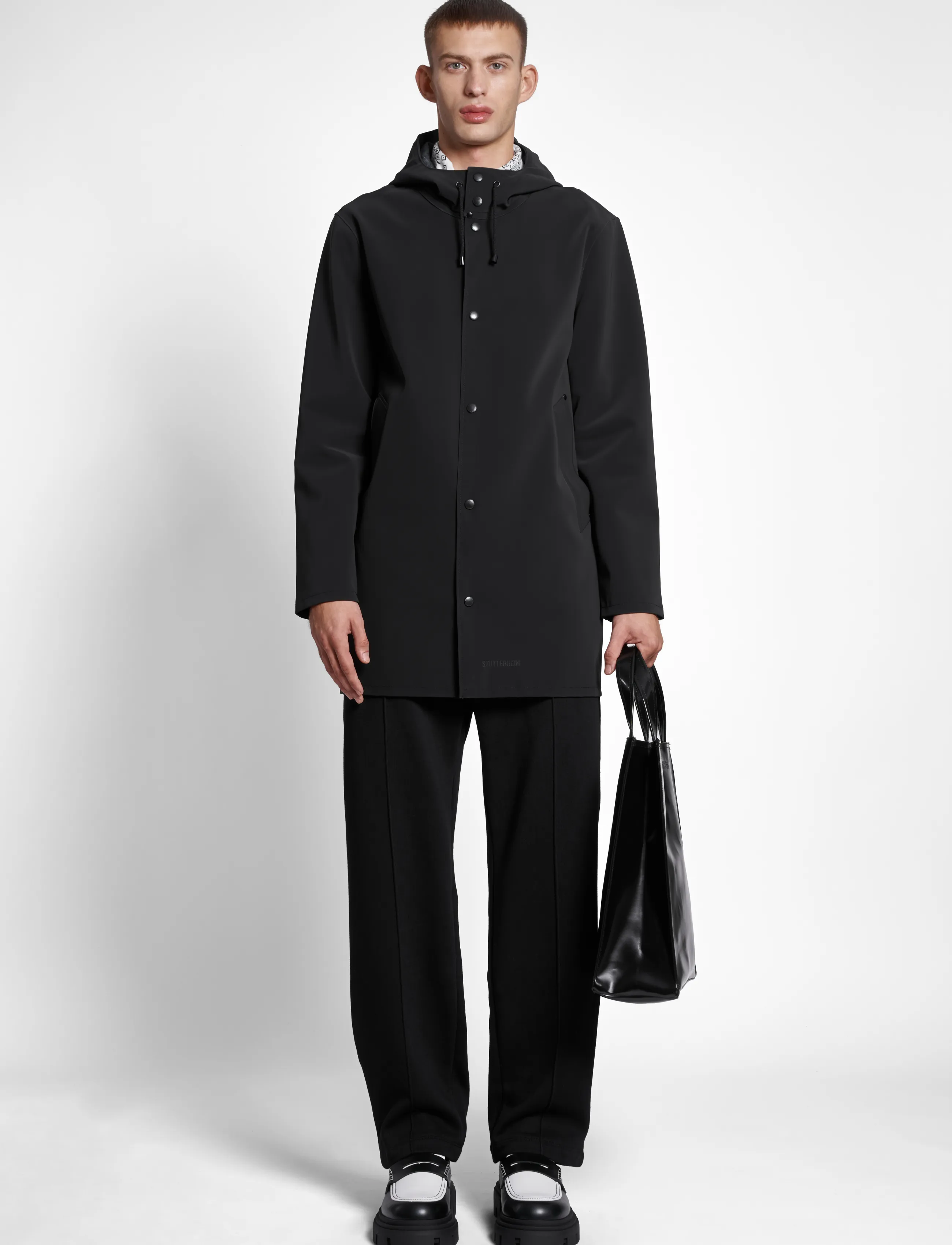 Stutterheim Stockholm Suede Black - Regntøj - BLACK / black