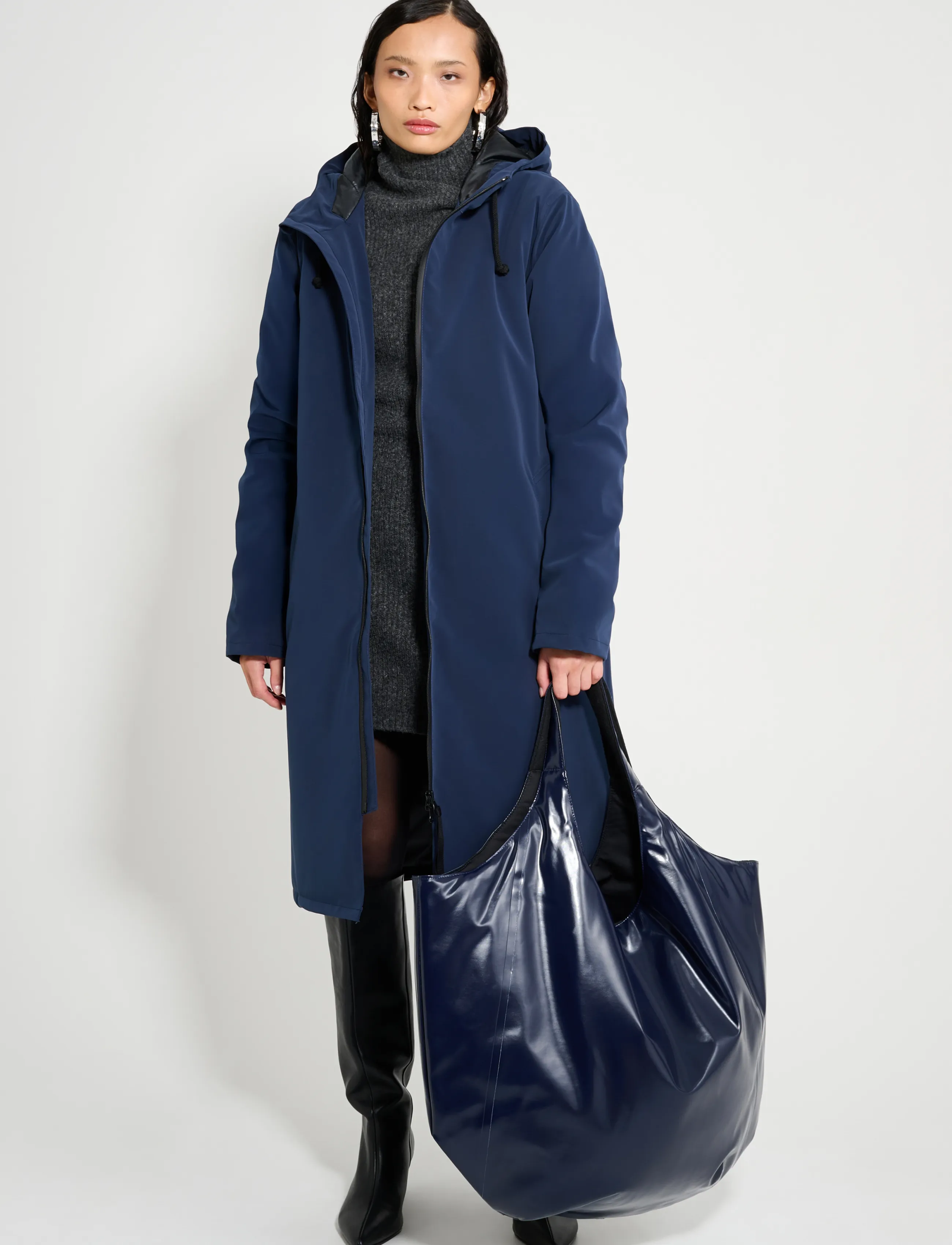 Stutterheim Stockholm Long Winter Matte Navy - Regnjakker - NAVY / navy