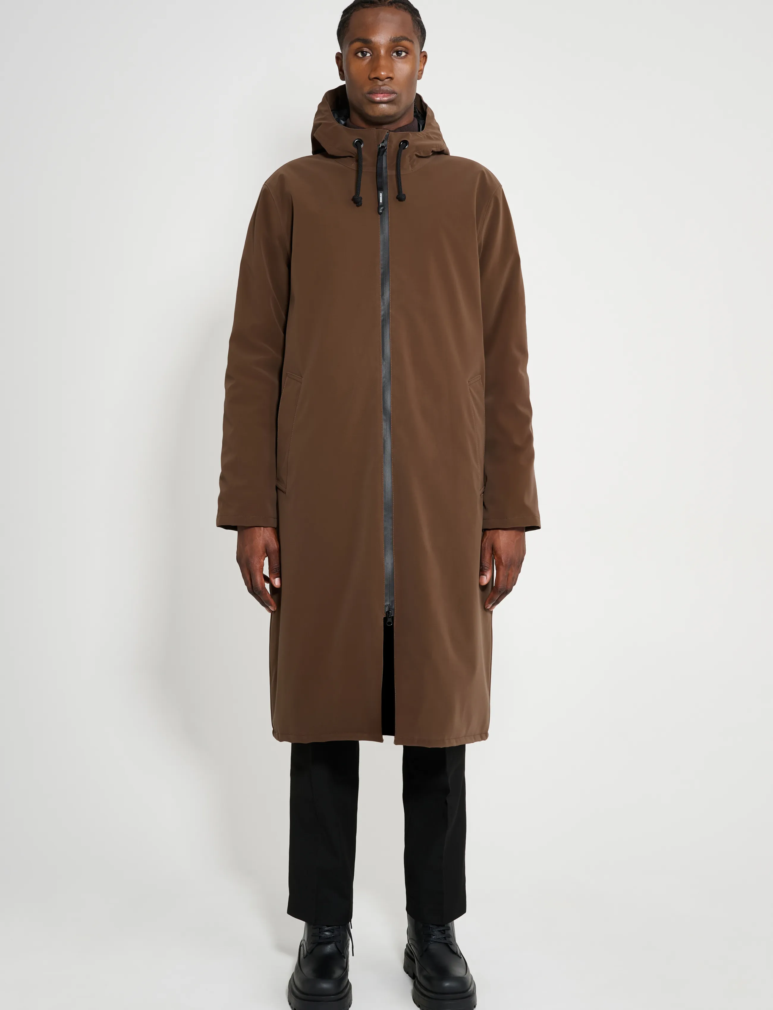 Stutterheim Stockholm Long Winter Matte Dark Brown - Regnjakker - DARK BROWN / brown