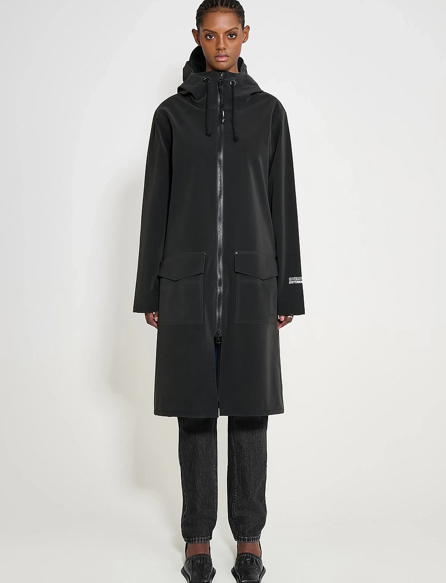 Stutterheim - Stockholm Long Patch Matte Black - regnjakker - black - 0