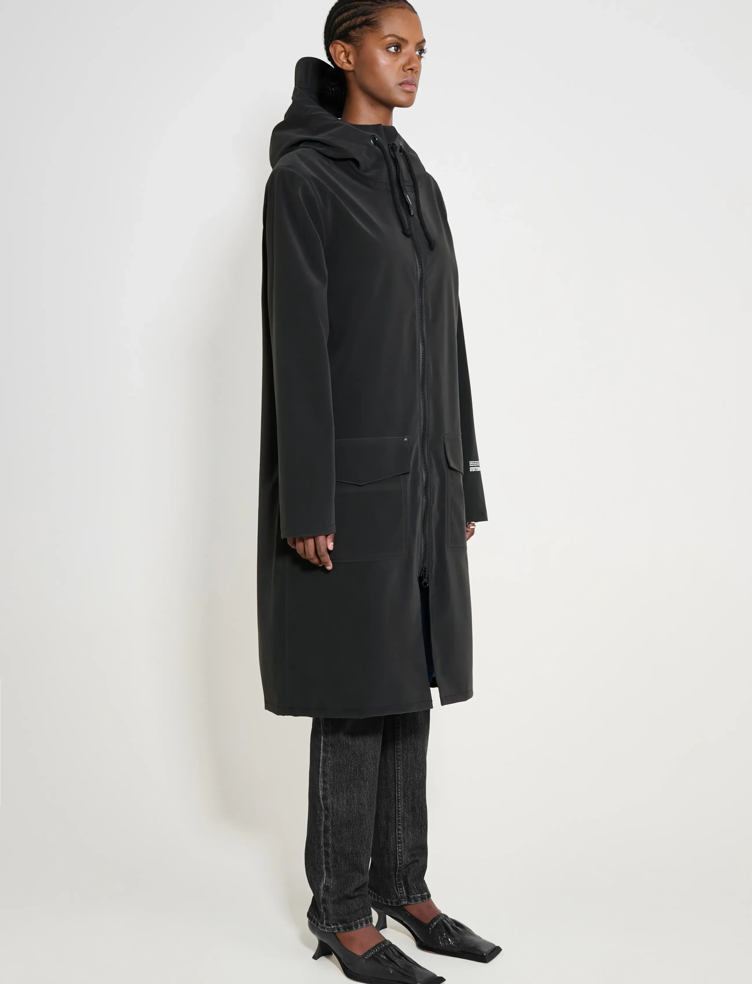 Stutterheim - Stockholm Long Patch Matte Black - regnjakker - black - 2