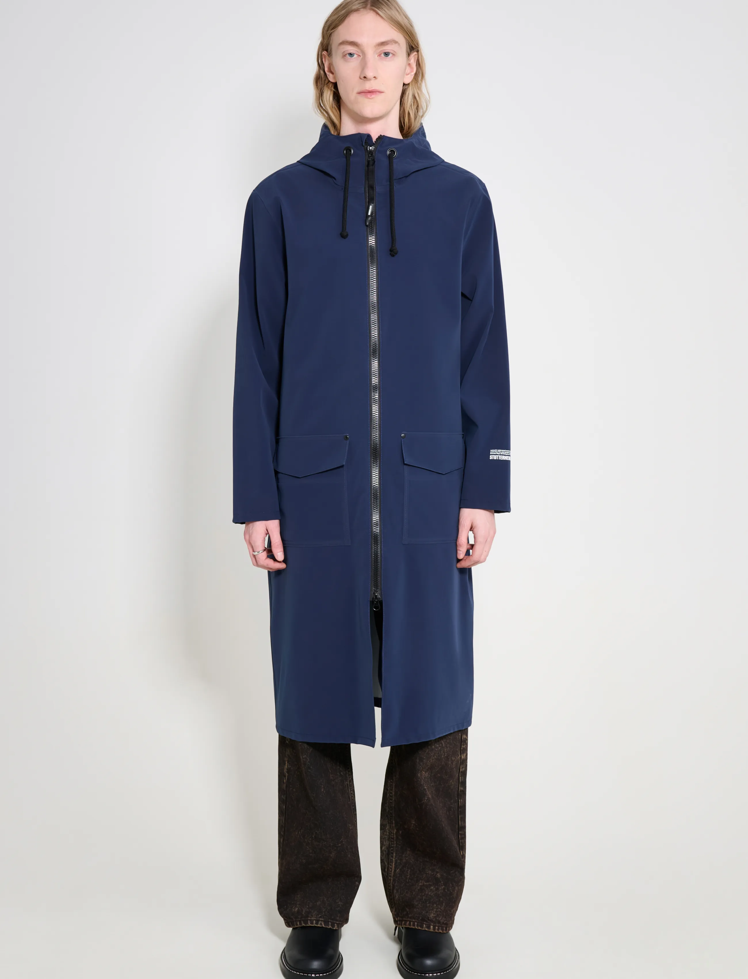 Stutterheim Stockholm Long Patch Matte Navy - Ytterkläder - NAVY / navy