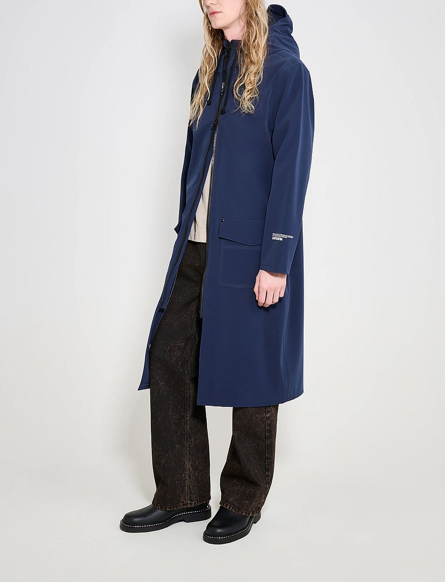 Stutterheim - Stockholm Long Patch Matte Navy - regnjackor - navy - 5